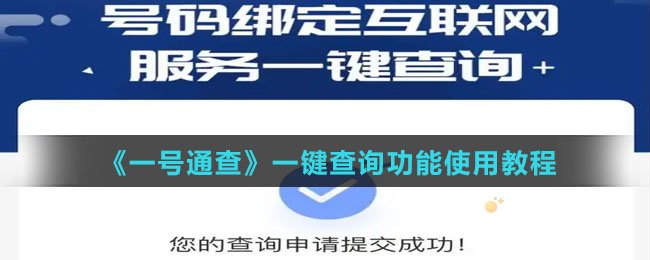 《一号通查》一键查询功能使用教程