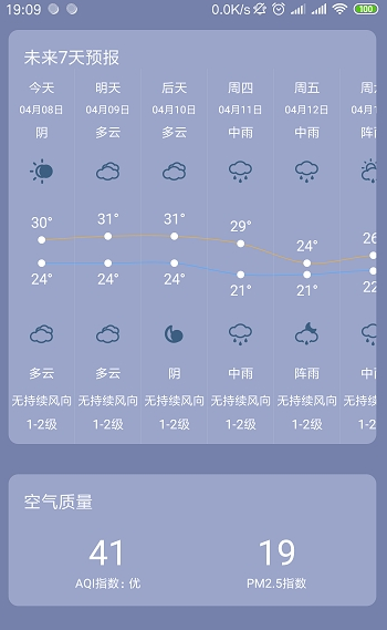 银米天气截图